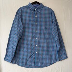 Chaps Mens Plaid Button Up Shirt Size Large Formal Business Event Career Preppy